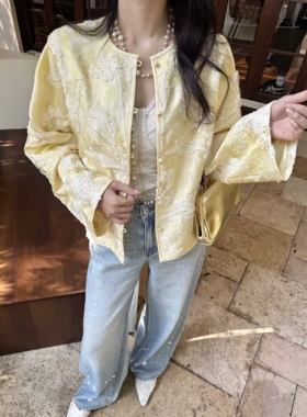 欧洲站2026春季新款Dong.one高级感提花刺绣短外套小个子洋气上衣