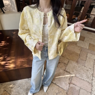 欧洲站2026春季 Dong.one高级感提花刺绣短外套小个子洋气上衣 新款