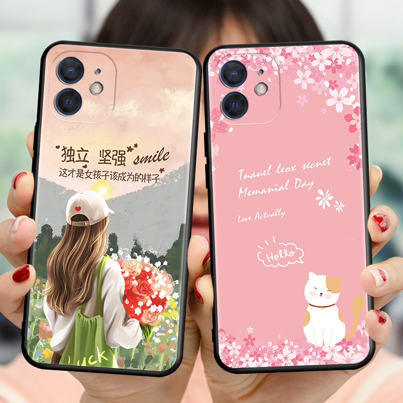 适用苹果12手机壳网红卡通iPhone12全包防摔保护套A2404钢化膜6.1寸apple12软硅胶外壳ipone12创意网红商务潮