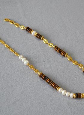 欧美复古文艺虎眼石猪鼻子项链