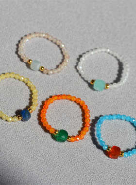 方糖手工彩色戒指多巴胺小众