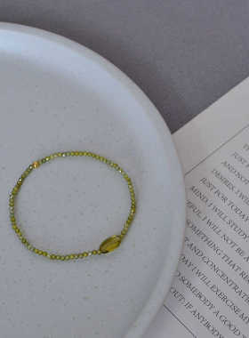 橄榄绿色可叠戴女款串珠锆石法式