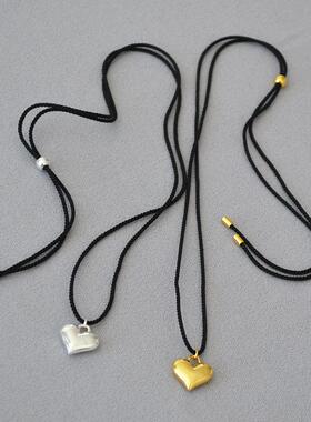 韩版小众个性简约黑色线绳项链