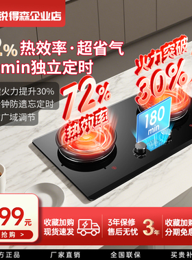 红日红外线燃气灶家用厨房双边定时节能灶猛火一键爆炒炉具 EM29F