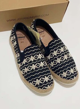 专柜玛丽正品22秋季款帆布鞋女纯色草编麻平底鞋一脚蹬百搭72265W