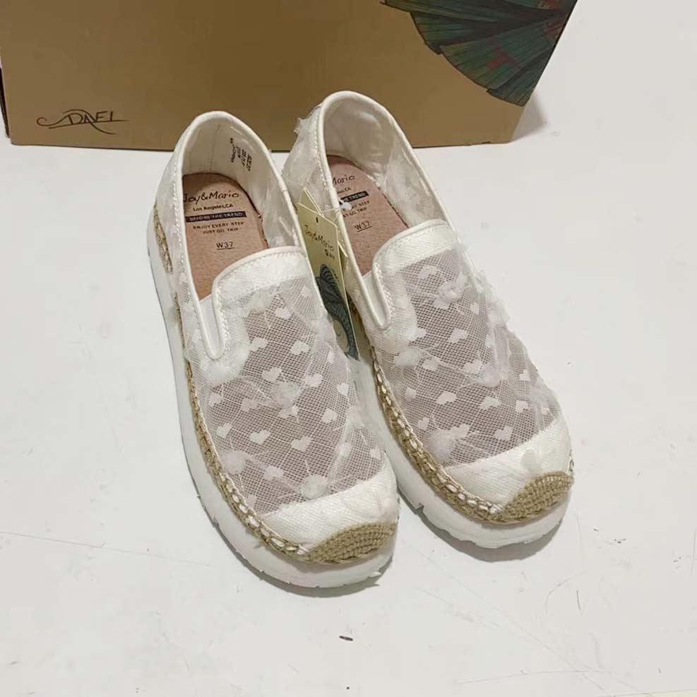 jm快乐玛丽24春夏款乐福鞋女鞋透气一脚蹬厚底松糕渔夫鞋女52112W