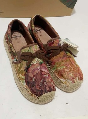 专柜玛丽正品渔夫鞋女春夏款懒人一脚蹬百搭厚底松糕布女鞋05335w