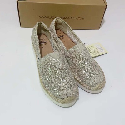 专柜玛丽正品23春季新款渔夫鞋女鞋亮片一脚蹬厚底松糕布鞋52108W