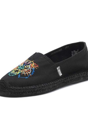 专柜玛丽正品春季新款潮设计师涂鸦麻底一脚蹬潮鞋帆布男鞋01752M