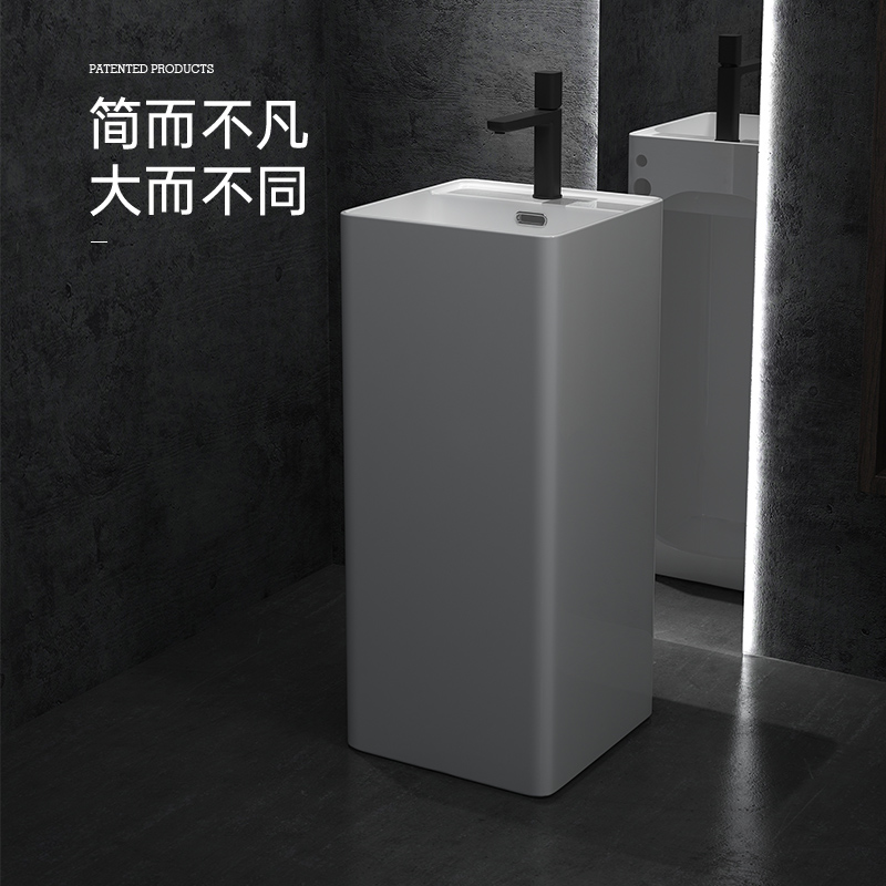 立柱洗手盆一体落地式陶瓷酒店洗手台立柱盆卫生间阳台庭院洗脸盆