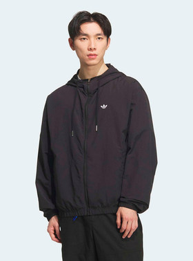 adidas阿迪达斯三叶草男子纯色连帽全拉链夹克外套KT3035/KT3036