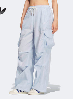 阿迪达斯女夏季宽松工装长裤透气运动休闲裤阔腿裤KT3059 KT3058