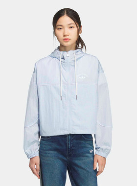 adidas阿迪达斯三叶草连帽外套女户外健身梭织夹克KT3056/KT3055