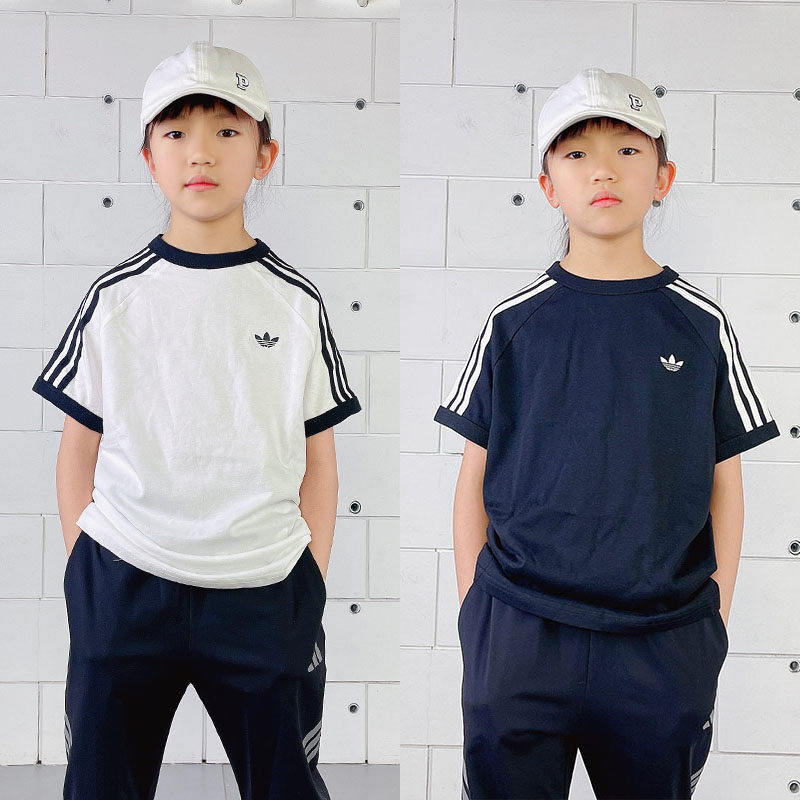 阿迪达斯26夏季儿童男女童纯棉圆领运动上衣短袖T恤KE0920 KE0919