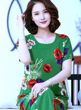 韩版睡衣女夏季薄款中老年人