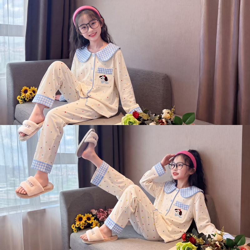 【娃娃领】云朵棉女童睡衣开衫秋