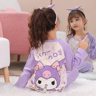 2025新款儿童睡衣春秋季女童长袖卡通纯棉女孩宝宝家居服套装秋款