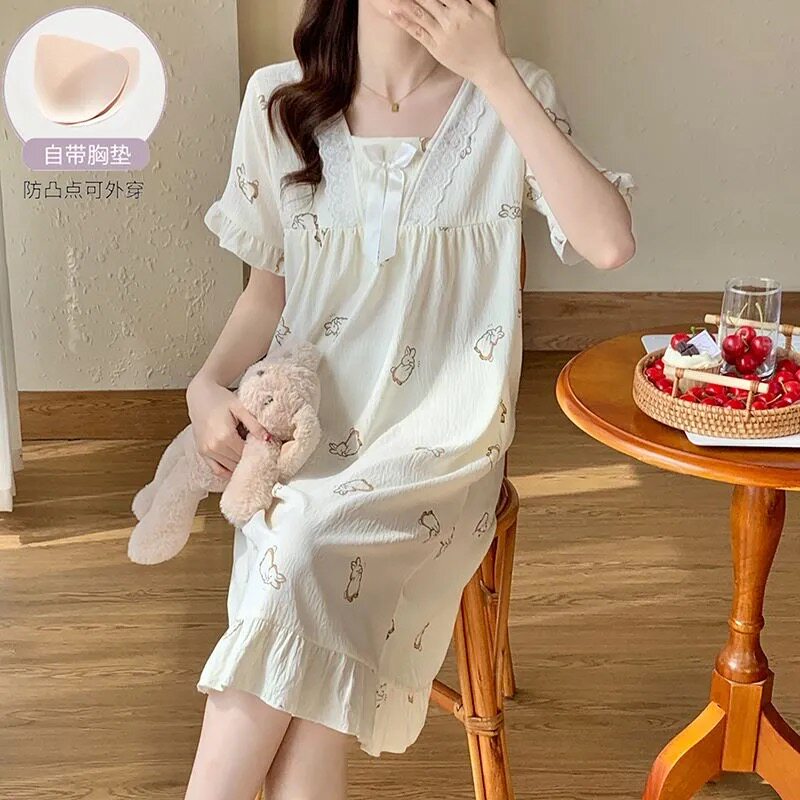 2026年新款云朵棉带胸垫睡裙女夏