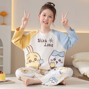 纯棉2025新款儿童睡衣女童春秋季