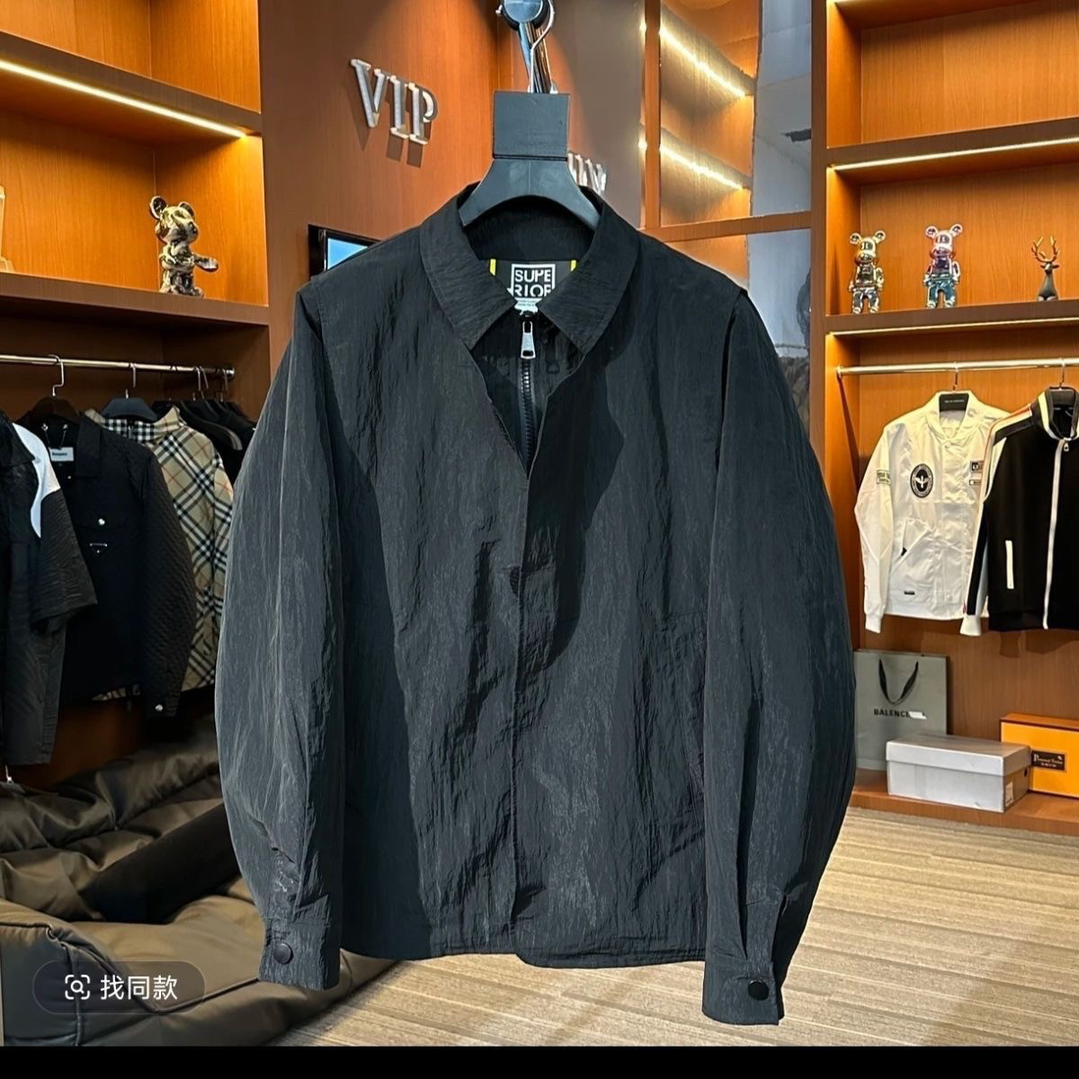 YIYJANGDE男士假两件拼接夹克翻领上衣外套宽松休闲夹克外套男意