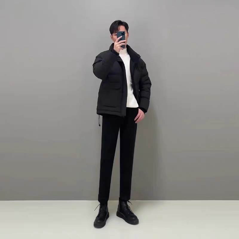 羽绒服男2023冬季韩版轻熟风男装休闲加厚保暖立领工装夹克外套潮