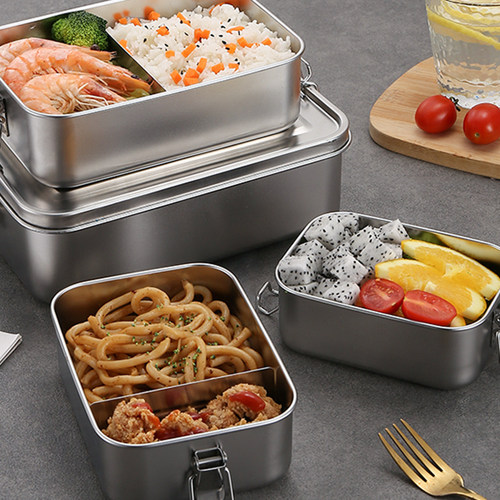 不锈钢饭盒带盖防漏学生上学餐盒