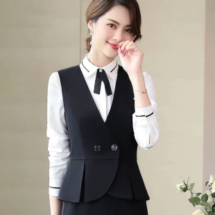 两件套 背心女款 春秋红色小马夹上班服制服高端衬衫 搭配西装