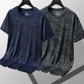 宽松休闲轻薄透气圆领上衣体恤衫 夏季 男速干衣男韩版 冰丝短袖 正品