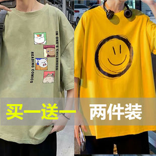 港风男生宽松休闲学生上衣短袖t恤男情侣夏季ins潮牌超火cec潮流