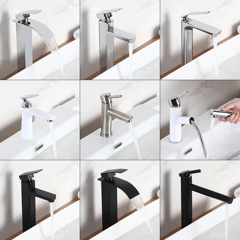 烤漆黑色不锈钢加高冷热水龙头