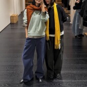 饰秋冬宽松打底衫 极简风超细美利奴羊毛针织衫 女圆领肩章口袋装