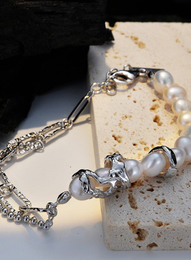 女纯银珍珠法式轻奢手链