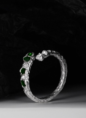 韩版小众纯银滴胶戒指女ins风