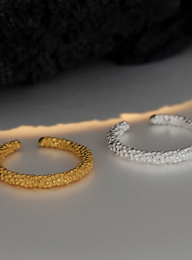 韩版纯银颗粒简约小众女指戒