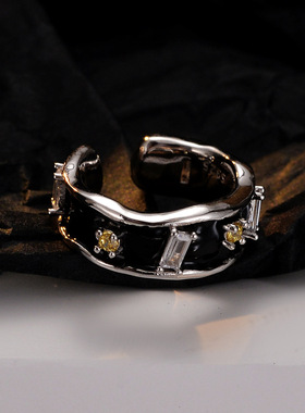 韩版小众时尚S925纯银黑色滴釉耳夹女ins风无耳洞镶钻耳饰  E5172