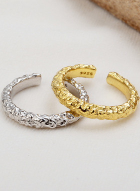 韩系简约纯银ins风小众锡纸指环