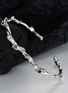 日韩时尚女纯银锆石手环缠绕树藤