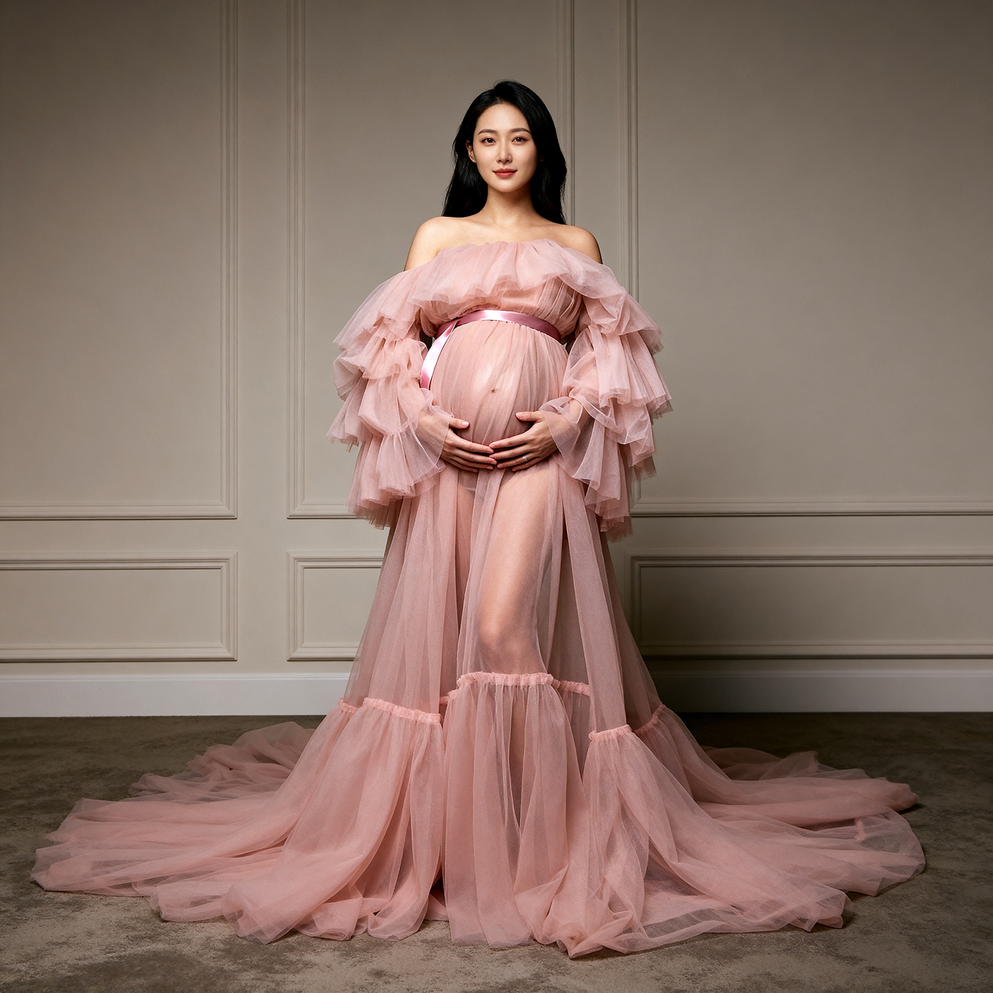 孕妇摄影礼服出租女仙气公主裙孕姿拍照写真服影楼大肚晚礼服租赁