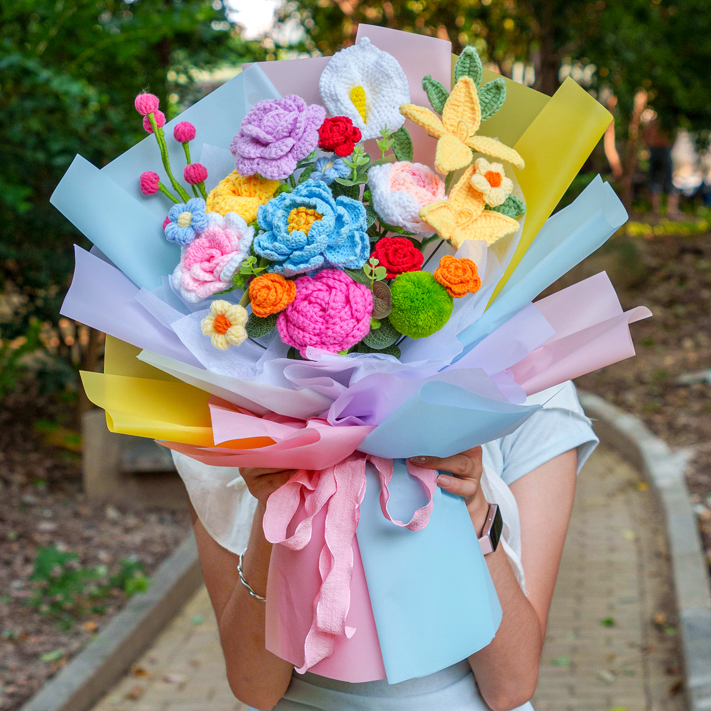 创意纯手工编织毛线花束生日礼物