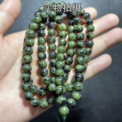 天然西藏藏玉手链108颗藏宝药王石佛珠手串项链蛇纹石玉陨石手饰