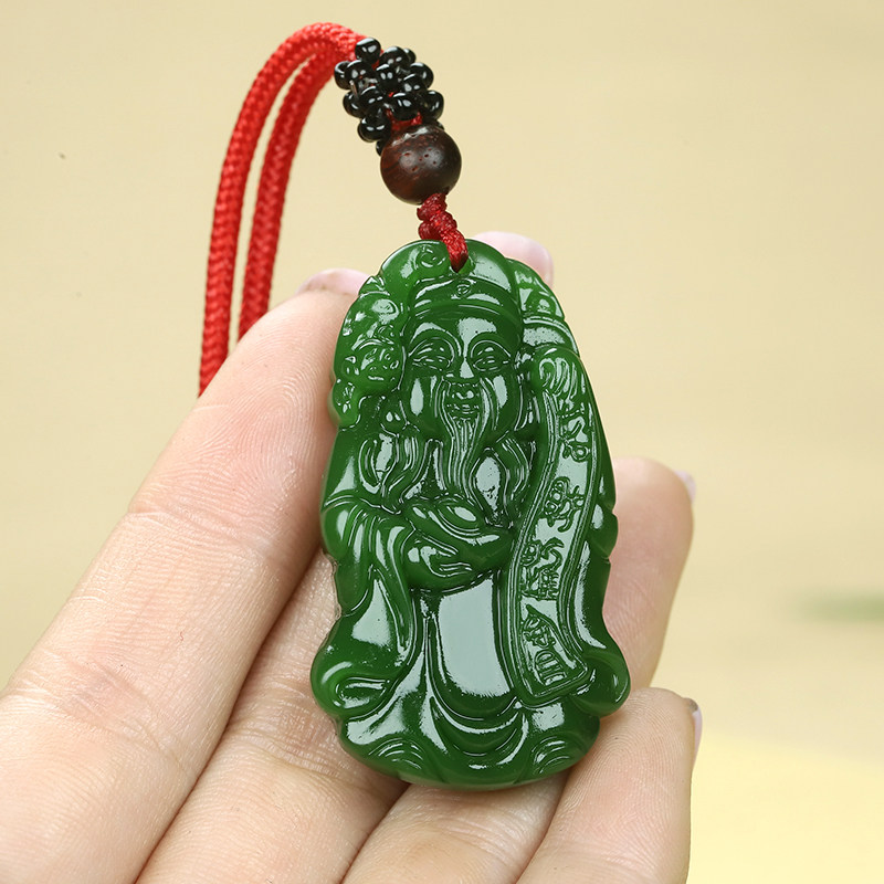 新疆男女款财神挂件菠菜绿碧玉