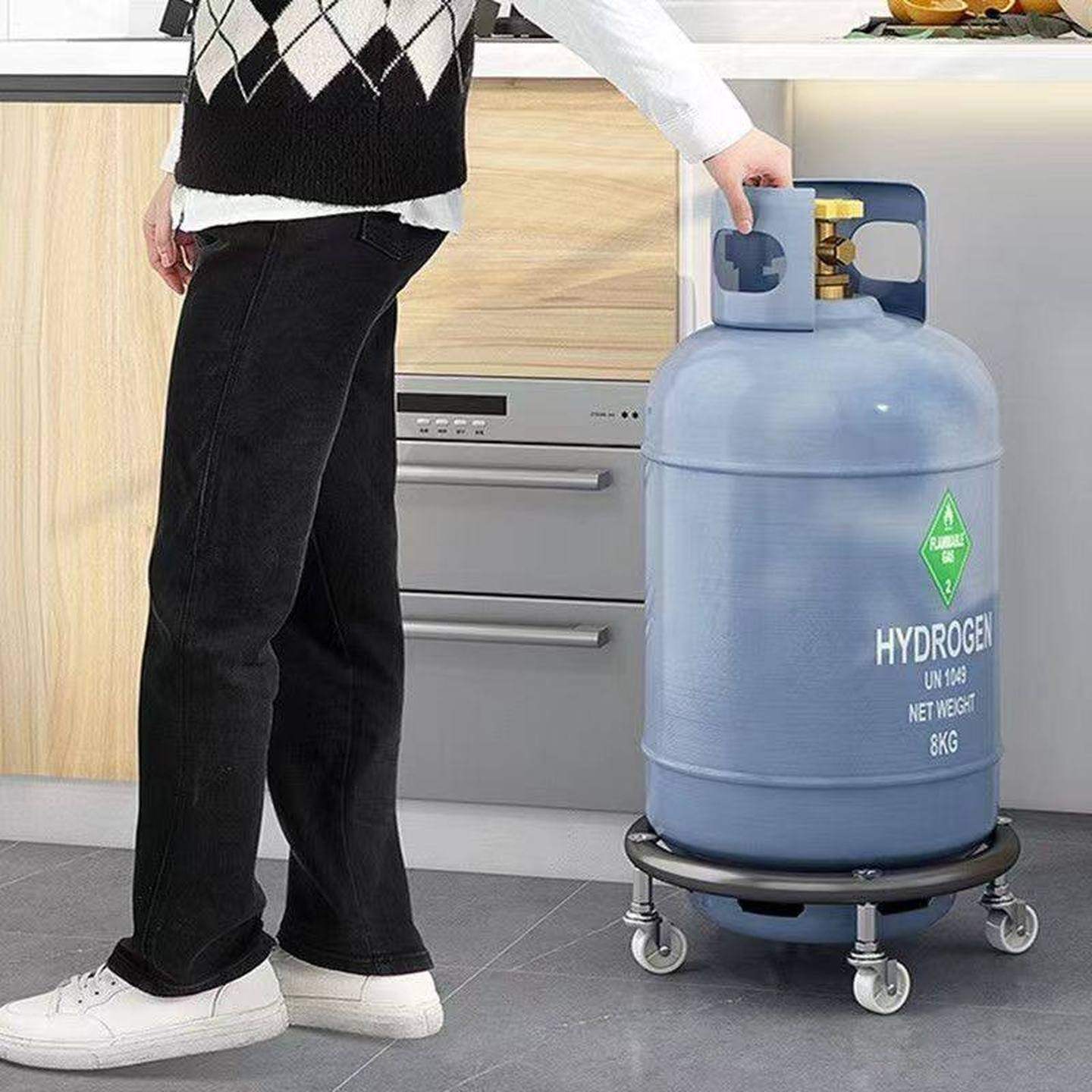 新款(带刹车)煤气瓶移动托架家用煤气罐底座万向轮厨房置物架,收纳整理,缝隙柜,淘宝优惠券,粉丝福利购,淘宝优惠卷