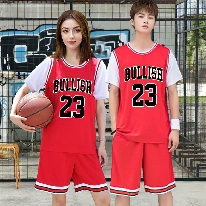 篮球服女套装定制班服球衣男款短袖背心假两件大中小学生队服运动