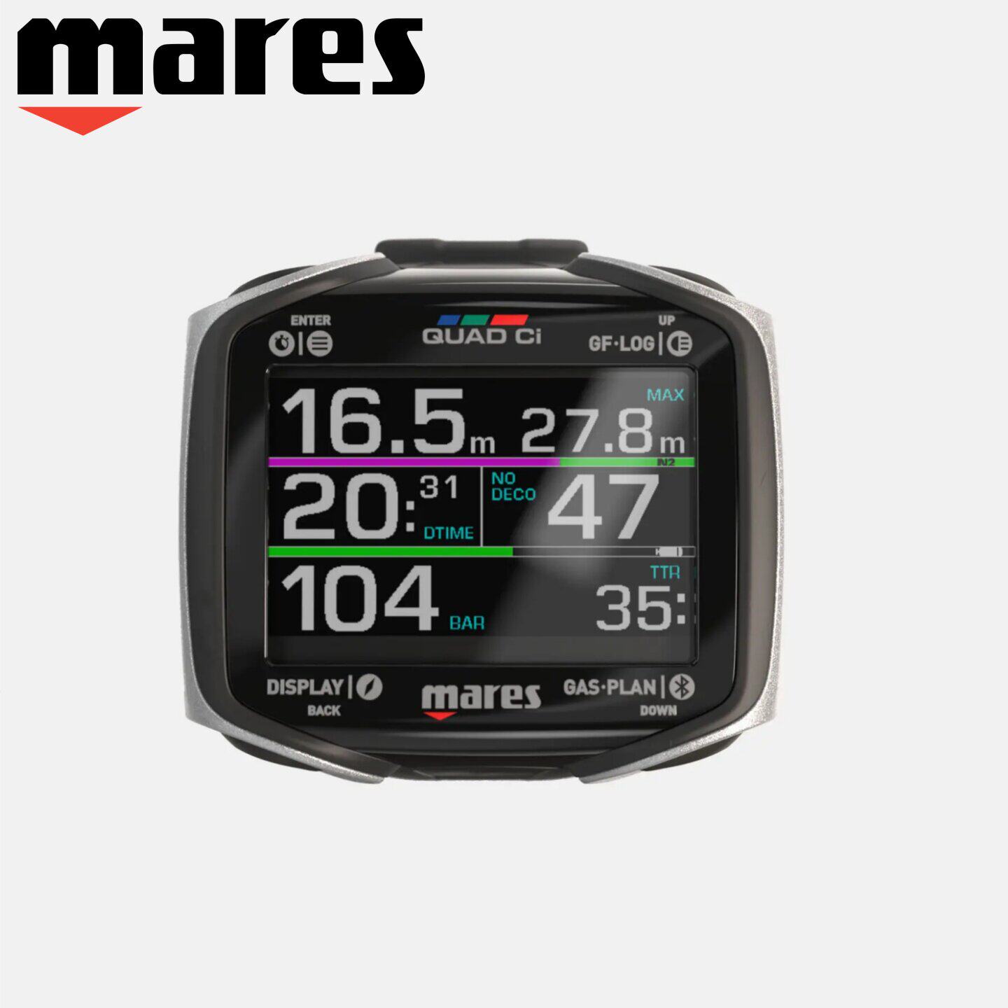 Mares QUAD CI潜水电脑表大字体彩屏中文高氧三混无线传感