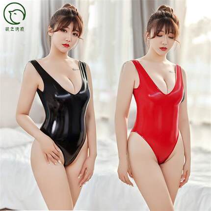漆皮性感紧致舒适露背包臀开档油亮连体衣情调内衣女紧身泳衣