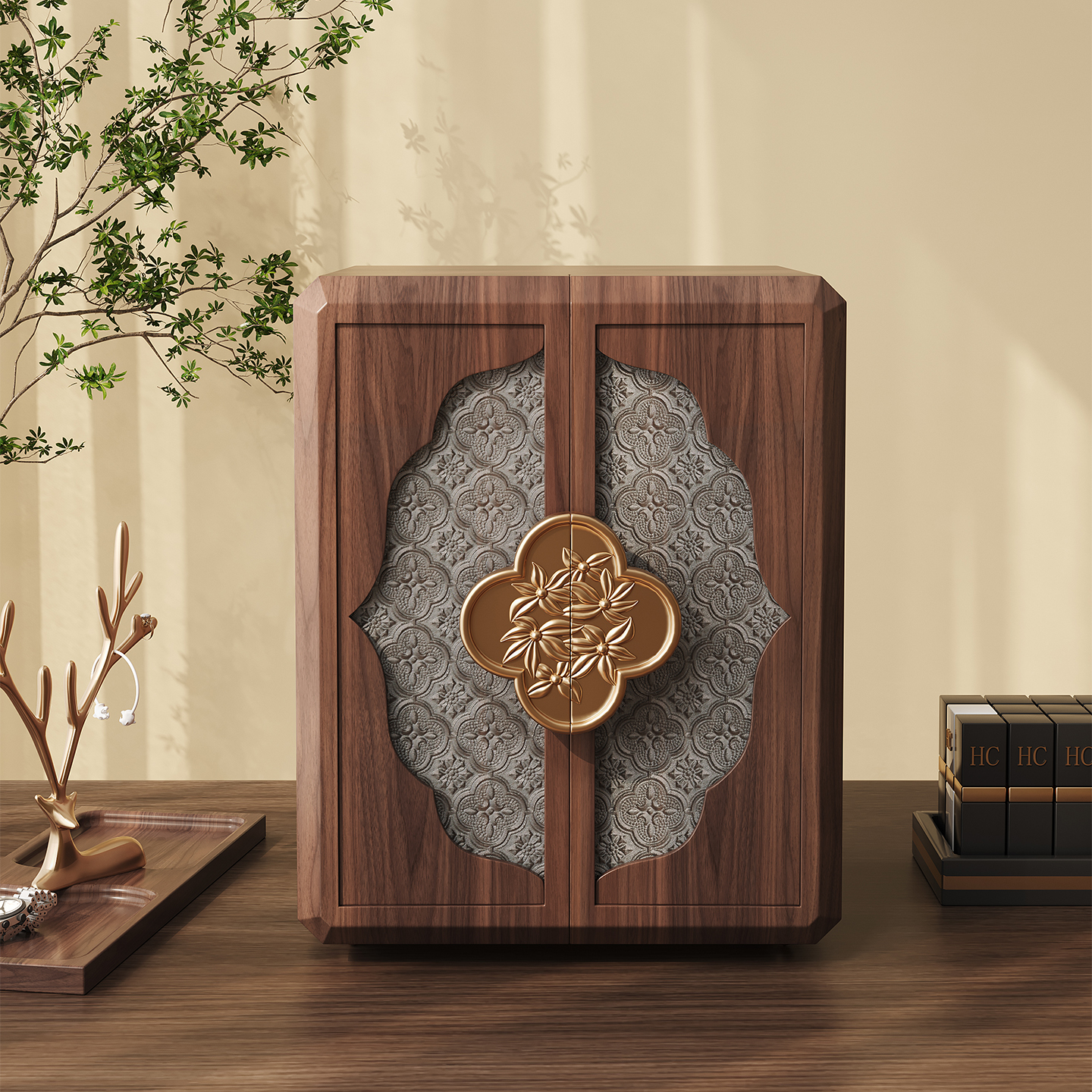 新中式黑胡桃木首饰盒