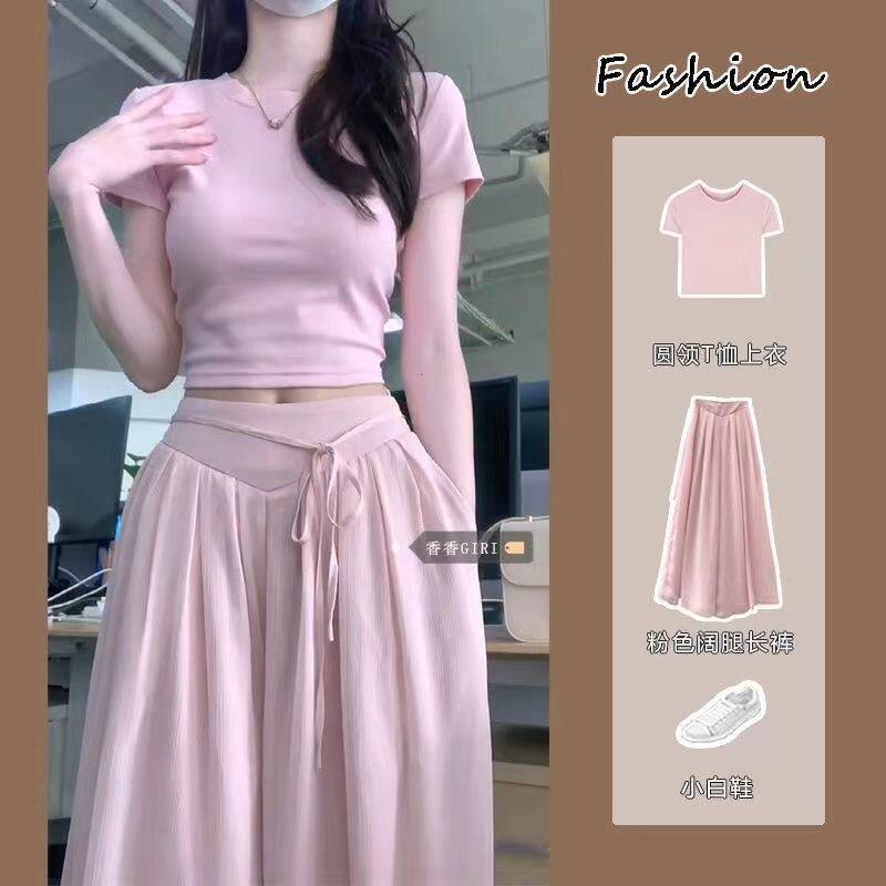 粉色运动健身衣服套装女2026新款夏季紧身上衣早春夏天多巴胺穿搭