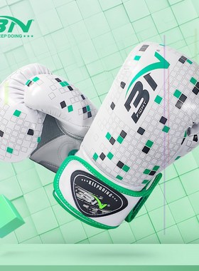 BN拳击手套成人男女散打格斗专业训练透气方格MMA泰拳搏击拳套8OZ