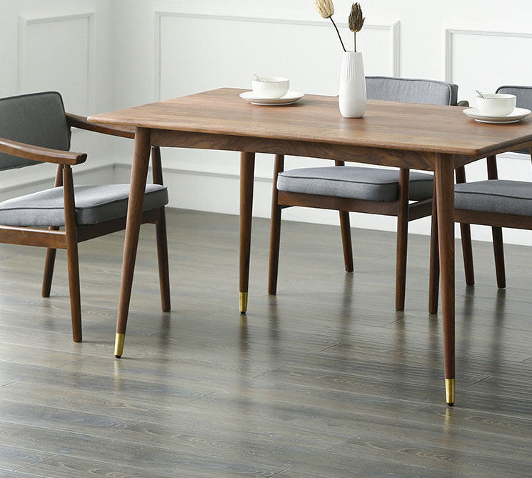 北美黑胡桃木餐桌全实木餐厅家具白橡木长方形铜主义吃饭桌可定制