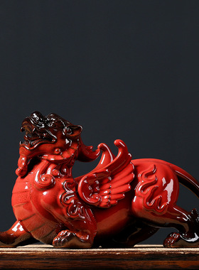 陶瓷貔貅摆件一对招财聚财皮丘家居客厅玄关吉祥物客厅办公室装饰
